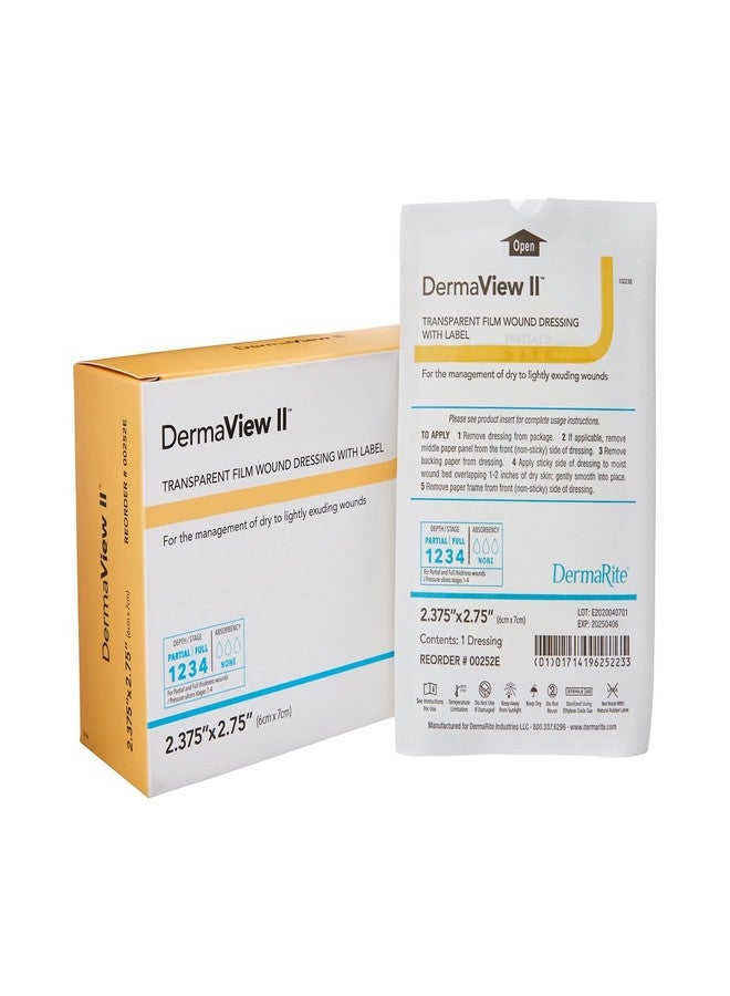 DermaRite's DermaView II, Transparent Film Dressing with Border - Frame Style Delivery, Sterile, Individually Wrapped, 2-3/7 in. x 2.75 in., 1 Count, 100 Packs, 100 Total - Image 1